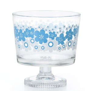 【送料無料】アデリア(ADERIA) 【 アデリアレトロ 脚付きデザート グラス 深型 花の輪 285ml 化粧箱入 日本製 1965 】 昭和 ガラス 食器 おしゃれ かわいい 花柄 フラワー パフェ スイーツ フルー