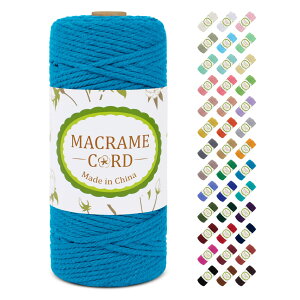 【送料無料】LEREATI マクラメロープ 3mm x 100m ナチュラルコットン マクラメ 糸 マクラメ 紐 綿糸 太毛糸 DIY 手編みロープ 壁掛け 鉢植え装飾 編み物 工芸品 (レイクブルー)