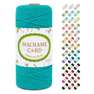 【送料無料】LEREATI マクラメロープ 3mm x 100m ナチュラルコットン マクラメ 糸 マクラメ 紐 綿糸 太毛糸 DIY 手編みロープ 壁掛け 鉢植え装飾 編み物 工芸品 (ピーコックブルー)
