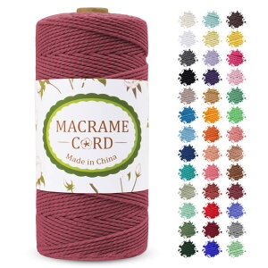 【送料無料】LEREATI マクラメロープ 2mm x 200m マクラメ糸 綿ロープ yarn コットン綿糸 ひもめん 紐 DIY 手編みロープ, 壁掛け, 鉢植え装飾, 編み物, 工芸品 (ラストレッド)