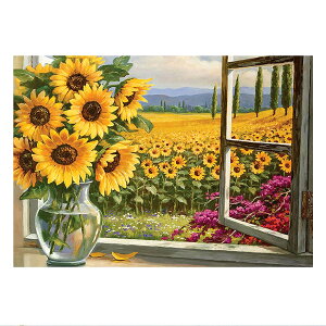 【送料無料】JISHSHAY 5d ダイヤモンドアート ダイヤモンドペインティング ひまわり ダイヤモンド塗装 モザイクアート モザイクビーズ 全面貼り付けタイプ ビーズアート ビーズ絵画 5D ハンド