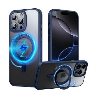 �y���������zPRODELI �P�[�X For iPhone 16 Pro ��p �J�o�[ 360°��]�X�^���h MagSafe�Ή� �ČRMIL�K�i �ϏՌ� �w��h�~ ���C�����X�[�d�Ή� �����h�~ �����Y�ی� �C�菝�h�~ �}�b�g�� �����O �}�O�l�b