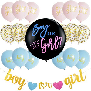 【送料無料】Lausatek ジェンダーリビール 風船 バルーン 性別発表 サプライズ パーティー Boy or Girl 発表 ジェンダーリビールバルーン 紙吹雪 コンフェッティ 赤ちゃん 男の子 女の子