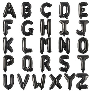 【送料無料】Lausatek アルファベット A〜Z バルーン セット 飾り付け ブラック 文字 風船 誕生日 バースデー パーティー イベント 撮影 26pcs
