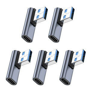 【送料無料】USB 3.1(オス) to USB Type C (メス)変換アダプタ L型 (5個セット) Suptopwxm USB3.1 10Gbps 高速データ伝送 3A 急速充電Xperia/iphone/iPad/MacBook/Surface 変換アダプタ 小型 軽量 高耐久 合金製 ラッ