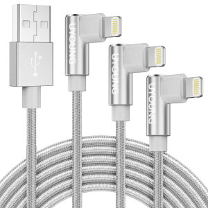 【送料無料】UYOUNG iPhone 充電ケーブル L型 2M Lightningケーブル l字 iPhone充電コード 90度 ライトニングケーブル 高耐久 iPhone 14/13/12/11/SE/Pro/XS/Max/XR/X/8/Plus/7/6s/5s/iPad Air/iPad mini/iPod対応(シルバー)