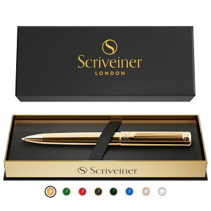 【送料無料】Scriveiner ボールペン 最高級 24金仕上げ シュミット 黒リフィル 最高のボールペンギフトセット 男女 ビジネスマン 役員 オフィスに最適 (金) Gold Pen - Stunning Luxury Pen