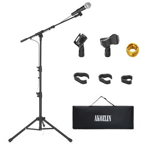 �y���������zAKOZLIN �}�C�N�X�^���h �u�[�� �O�r�X�^���h �܂��� �L�k�A�[�� 360�x&�������߉\ �}�C�N�z���_�[2��ޕt�� 5/8"�A�_�v�^ ���[�P�[�X�t�� �X�^���h �u�K�� ���C�u �X�s�[�` ��