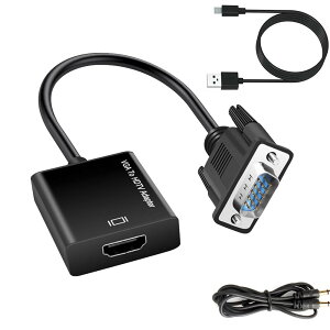 �y���������zVGA(�I�X) to HDMI(���X) �ϊ��A�_�v�^ VGA to HDMI�ϊ��P�[�u�� �����]�� PC�m�[�g�p�\�R���Ή� �����o�� ����o�� ���d�pUSB�P�[�u����3.5mm�I�[�f�B�I�P�[�u���t��