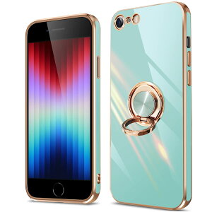 �y���������ziPhone SE3 / SE2 / 8 / 7 �P�[�X �����O�t�� �A�C�t�H�� SE ��3���� ��2���� �J�o�[ �����O �ϏՌ� tpu �\�t�g �V���R�� �����O�t�� �X�^���h�@�\�t�� 360��] �ԍڃz���_�[�Ή� (��������