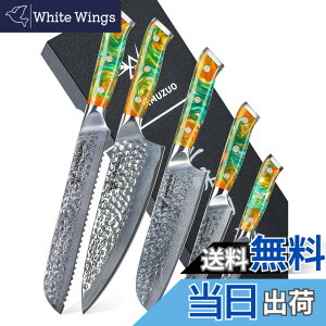 �y���������zSANMUZUO Kitchen Cooking Knife Set - 5 Pieces Chef Knives- Forged Damascus Steel & Resin Handle - Yao Series