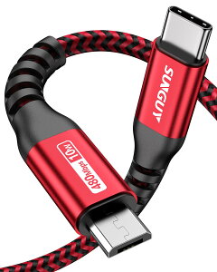 �y���������zSUNGUY Type C Micro USB �P�[�u�� 0.15M (USB C to micro) OTG�P�[�u�� �Z�� �^�C�vC �}�C�N�� �^�C�vB 15cm �[�d�P�[�u�� USB2.0 �f�[�^�]�� Android�X�}�z �ȂǂɑΉ� ���b�h