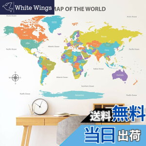 �y���������zDECOWALL DL3-2302 ���� �J���[�t�� ���E�n�} �E�H�[���X�e�b�J�[ (152x105 cm) �f�R �c�t�� �ۈ牀 �q������ DIY�p �Ǔ]�� �V�[�� �E�H�[���A�[�g �V�[�� �j�̎q ���̎q ���ǂ� �o�X���[