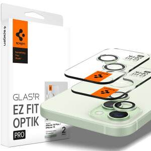 �y���������zSpigen Glas tR EZ Fit Optik Pro iPhone 15/15 Plus/14/14 Plus �p �J�����t�B���� �ی� iPhone 15/15 Plus �Ή� �J���� �����Y �N���A �O���[�� 2����