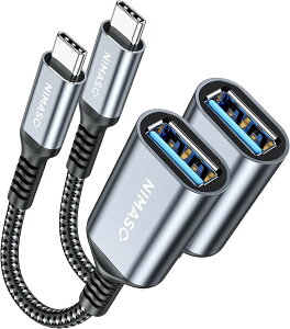 �y���������zNIMASO USB C �ϊ� �A�_�v�^ (Type C - USB 3 ���X) 20CM OTG �P�[�u�� �^�C�vC �ϊ��R�l�N�^�[ (2�{����, �O���[)