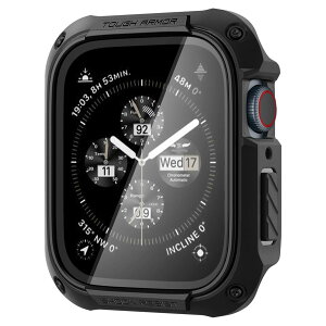 �y���������zSpigen Apple Watch �P�[�X 41mm �K���X ��̌^ �y Apple Watch 9 / 8 / 7 �Ή� �z �ČRMIL�K�i�擾 ��ʕی� �ϏՌ� ���� �Ռ� �z�� ���菝 �h�~ �ی�J�o�[ �^�t�E�A�[�}�[ ACS04191 (�u���b�N)