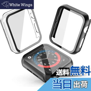 �y���������zSmilelane�y2���z�Ή� Apple Watch Series 6 / SE / SE2 / SE3 /Series 5 / Series 4 44mm �p �P�[�X, PC�f�ދ����K���X�ی�J�o�[(1 �u���b�N + 1 �N���A)
