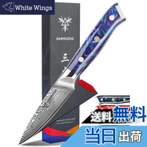 �y���������zSANMUZUO 3.5 Inch Paring Knife - Kitchen Fruit Peeling Knife Damascus Steel & Resin Handle - XUAN Series(Sapphire Blue)