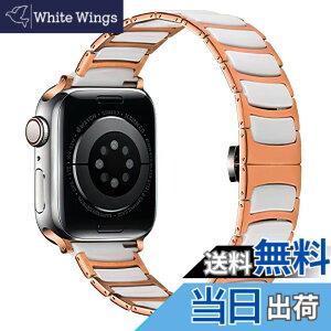 �y���������zMaKTech �Z���~�b�N�o���h�A���^�X�e�����X�ۛƃZ���~�b�N�x���g�AApple Watch 11/10/9/8/7,Ultra 3/2/1,SE 3/2/1 [2025]�ɑΉ� (46mm/45mm/44mm/49mm,���[�Y�S�[���h/�z���C�g)