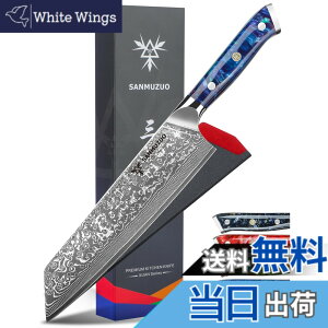 �y���������zSANMUZUO 8.5 inch Kiritsuke Kitchen Chef Knife - 67 Layers Damascus Steel & Resin Handle - Xuan Series(Sapphire Blue)