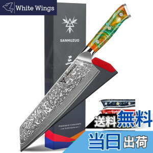 �y���������zSANMUZUO 8.5 inch Kiritsuke Kitchen Chef Knife - 67 Layers Damascus Steel & Resin Handle - Xuan Series(Fantasy Orange)