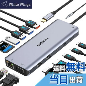 �y���������zMOKiN USB-C�h�b�L���O�X�e�[�V����type c�h�b�L���O�X�e�[�V����hdmi 2�y2HDMI+VGA 3��ʏo�� MST �f���A���z100W PD �[�d 1000Mbps RJ45 LAN�|�[�g 6*USB C/A �|�[�g 1*�I�[�f�B�I 1*SD/TF�J�[�h��
