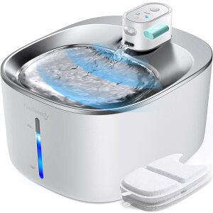【送料無料】FEELNEEDY 猫 給水器 コードレス 充電式 4L 活性炭フィルター2枚付 スマートペット用循環式自動給水器 センサー 動作検知 3つの給水モード 5重濾過 ワイヤレスポンプ ステンレス製