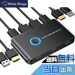 �y���������z4K KVM�X�C�b�` HDMI KVM �ؑ֊� 2�� �R���s���[�^�[�p USB HDMI�X�C�b�` �L�[�{�[�h/�}�E�X/�v�����^�[��1���HD���j�^�[�����L 4K@60Hz���T�|�[�g ���{��������t�� �F�F�u���b�N�B�A