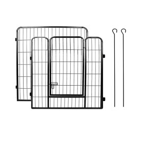 【送料無料】DUDULIFE ペットフェンス 大型犬用 中型犬用 ペットケージ 折り畳み式 ペットサークル スチール製 複数連結可能 室内室外兼用 犬小屋 色：ブラック