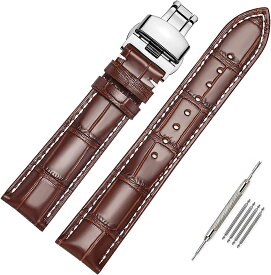【1/17限定 ポイント5倍UP】時計バンドDバックル20mm 22mm腕時計レザーバンド 本革交換ベルト防水 防汗 メンズ レディース 送料無料 e1