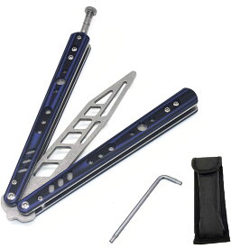 【1/17限定 ポイント5倍UP】バタフライナイフ 練習用 トレーニング用 刃無し 未開刃 折りたたみ式 初心者対応 G10のハンドル ブルー 銅製ボールスペーサー 精密ネジ 男の子 子供 誕生日 プレゼント 送料無料 e1