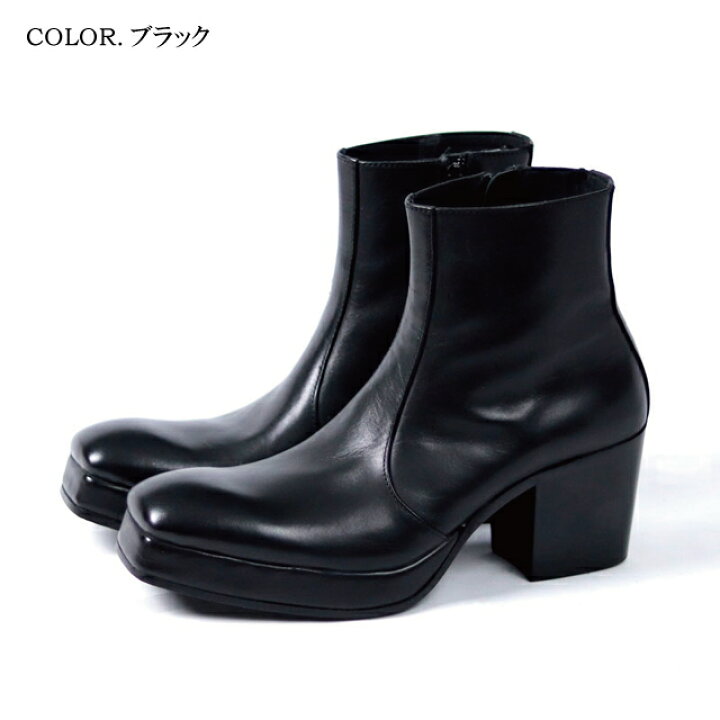 楽天市場】8cmヒールブーツ 厚底ブーツ 牛革 プラットフォームブーツ 