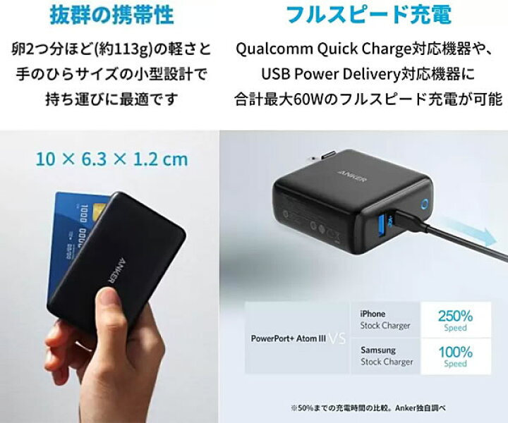 楽天市場】【送料無料】ANKER モバイルバッテリー&充電器セット PowerCore III 5000 大容量 5000mAh コンパクト PowerPort Atom III (Two Ports) 充電器 スマートフォン スマホ タブレット iPhone iPad Android対応 アンカー : ウイッチ 楽天市場】【送料無料】ANKER モバイルバッテリー&充電器セット PowerCore III 5000 大容量 5000mAh コンパクト PowerPort Atom III (Two Ports) 充電器 スマートフォン スマホ タブレット iPhone iPad Android対応 アンカー : ウイッチ