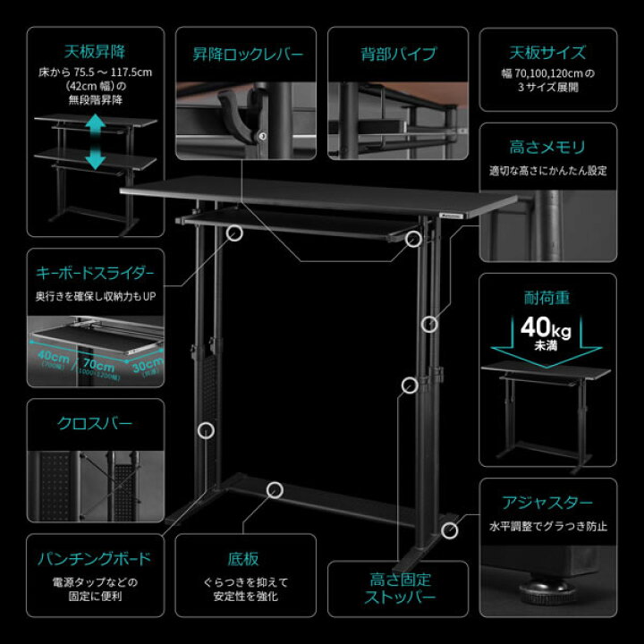 楽天市場】【送料無料・代引き不可】Bauhutte スタンディングデスク  