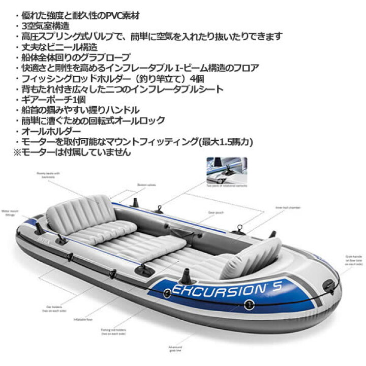 楽天市場】【送料無料】INTEX社製 エクスカージョン5 ボートセット 