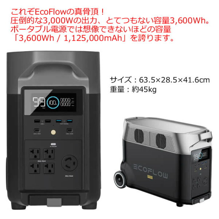 楽天市場】【送料無料】EcoFlow 大容量ポータブル電源 DELTA PRO 