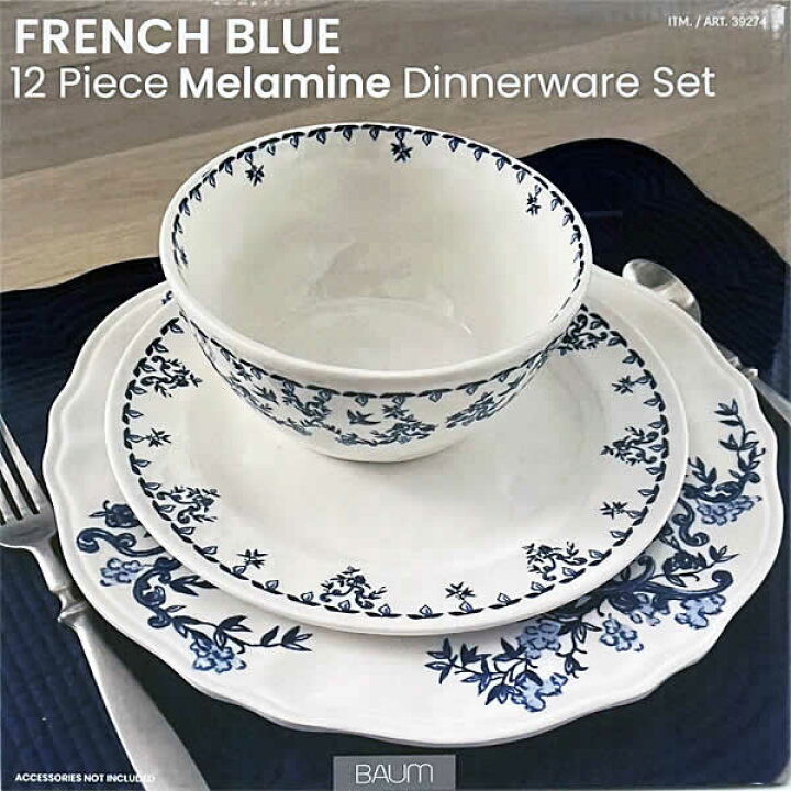 楽天市場】【送料無料】FRENCH BLUE メラミン ディナーウェア 12枚 