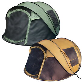 ワンタッチ式 ドーム型 テント 3人から4人用 グリーン/ベージュ 簡単組み立て ワンタッチテント ドームテント 簡易テント