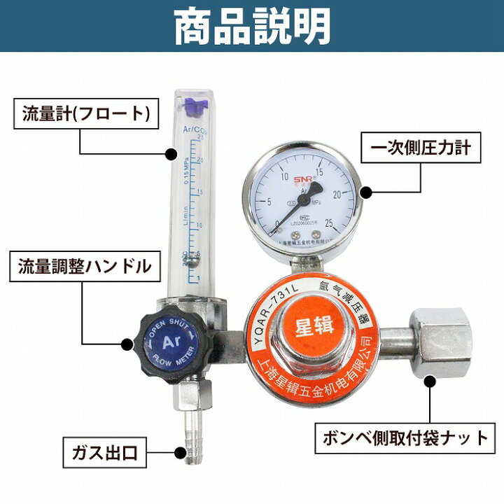 楽天市場】アルゴンガスメーター TIG溶接 アルゴンガス 調整器 圧力 