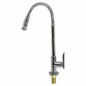 角度調整可能！水道 蛇口 ジャバラ 台所 キッチン 洗面所 洗面 手洗 水栓金具 シンク レバー シルバー メッキ 単水栓 立水栓