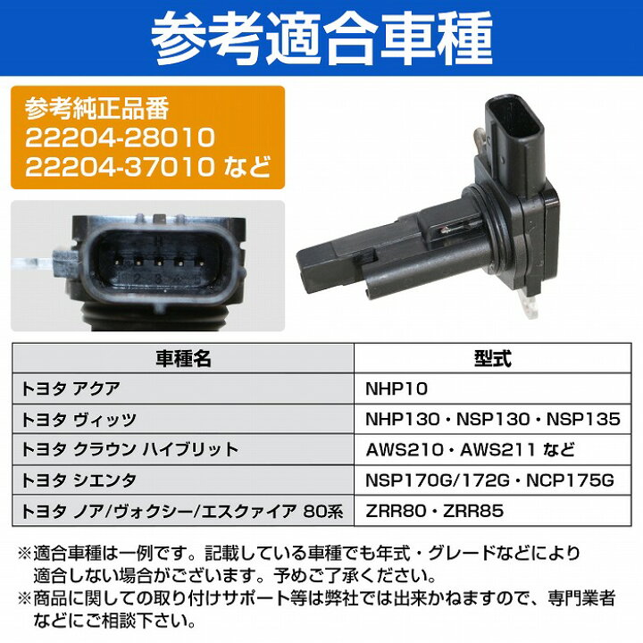 楽天市場】エアマスセンサー トヨタ アクア NHP10 エアフロセンサー 
