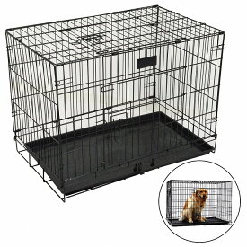横76cm 奥48cm 小型犬 /中型犬 ペットケージ 折りたたみ トレー付き チワワ 柴犬 ペット ハウス サークル ゲージ 犬 猫 小屋