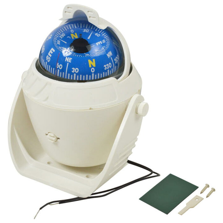 楽天市場】LEDライト 照明付き マリンコンパス 船舶 船 漁船 車 ボート ヨット 12V 黒 白 方位磁石 角度調整 コンパス : WIDE  RANGE 船用品。方位を見る物。