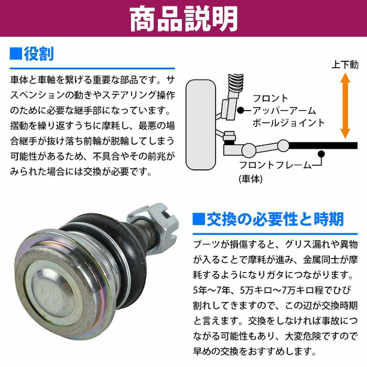 楽天市場】1個 左右共通 フロント アッパーアーム ボールジョイント 