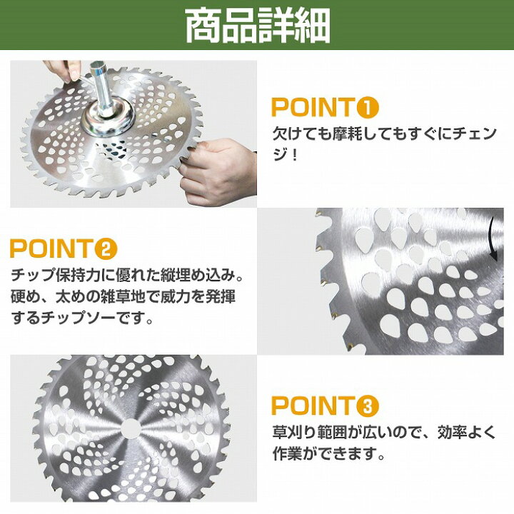 楽天市場】【5枚】セット 草刈り機 チップソー 替刃 外径 255mm 刃数 