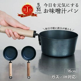 今日を元気にするお味噌汁パン 日本製 鍋 鉄製 片手鍋 16cm 毎日の味噌汁で鉄分が取れる 鉄 鍋 藤田金属 なべ 鉄製鍋 鉄器 鉄鍋 味噌汁パン 二価鉄 鉄分補給 フェムテック 美容 健康 小さい 小鍋 1.4L 軽量 ナベ IH対応 ガス対応 天然木 持ち手 ハードテンパー加工 【RSL】