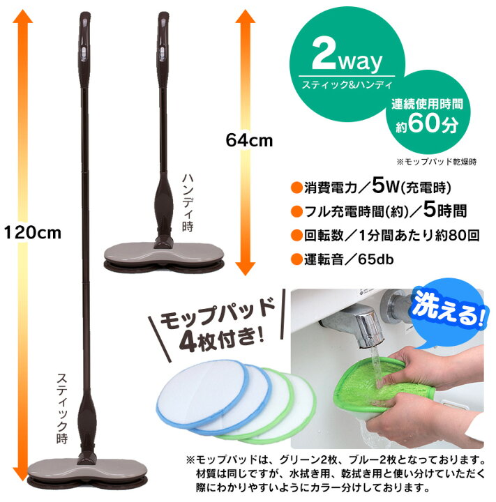 楽天市場】【送料無料】フローリング 掃除 くるくるツインモップ EI  