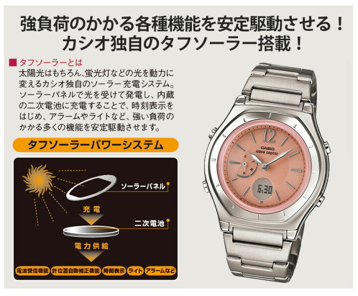 楽天市場】クーポン配布☆ カシオ ソーラー電波時計 カシオ レディース 