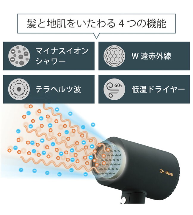 楽天市場】ドライヤー 大風量 ハンズフリー Dr.Beau KAZE nice Dryer 