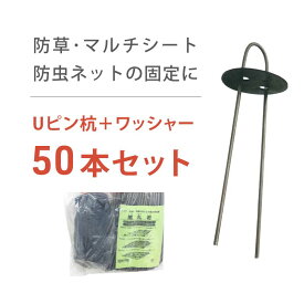 【アグリシート用固定ピン】防草シート固定 長さ20cm 50本セット 園芸 防草 雑草対策 固定 留め具 押さえピン おさえ 金具 釘 ガーデニング ペグ DIY 大頭釘 Uピン ヘアピン杭 U型 ワッシャー 黒丸 4穴 副資材 人工芝 芝生 庭 駐車場 マルチ 庭 家庭菜園 草むしり 草抜き